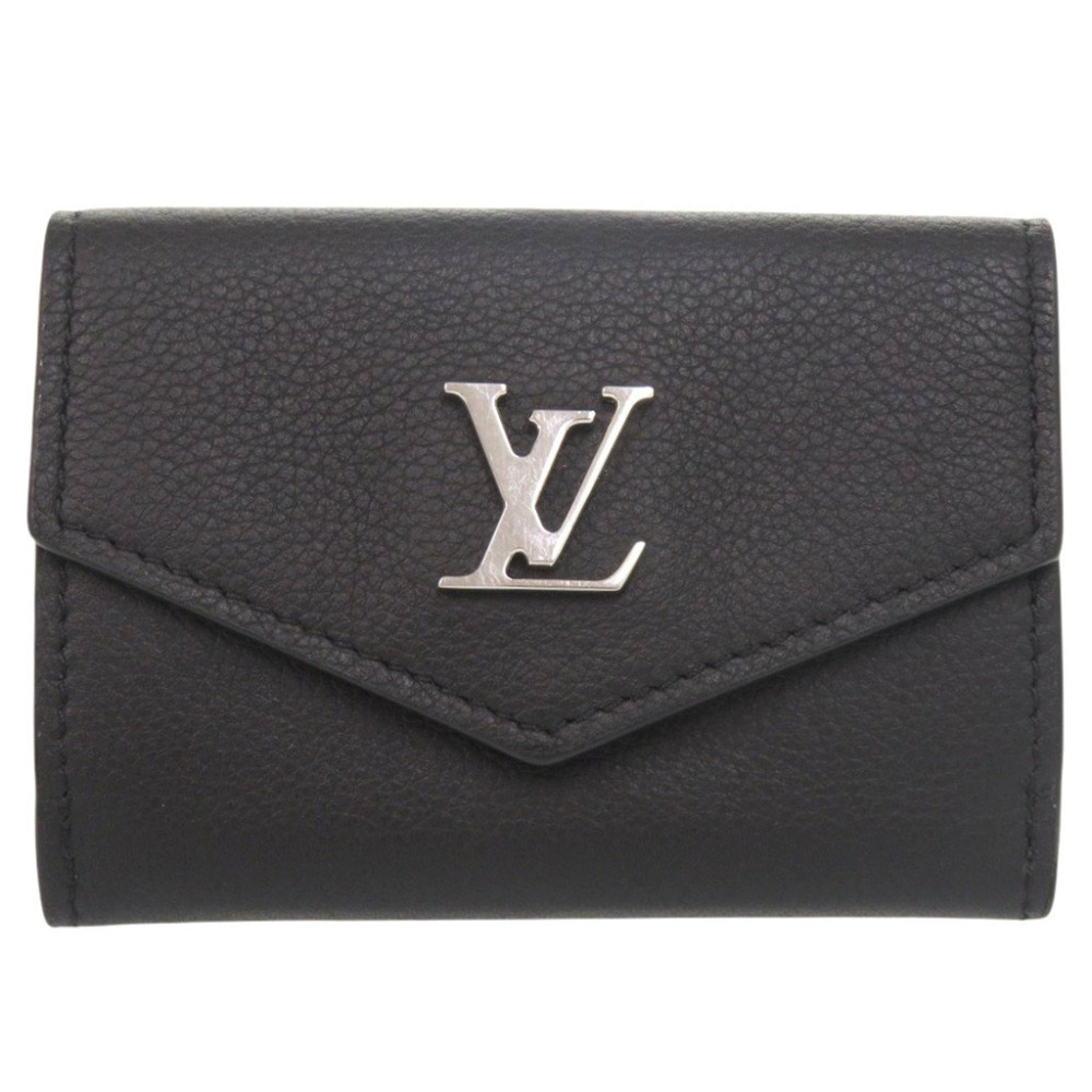 Louis Vuitton Portefeuille Lock Mini M63921 IC Calf Leather Noir Tri-fold Wal...